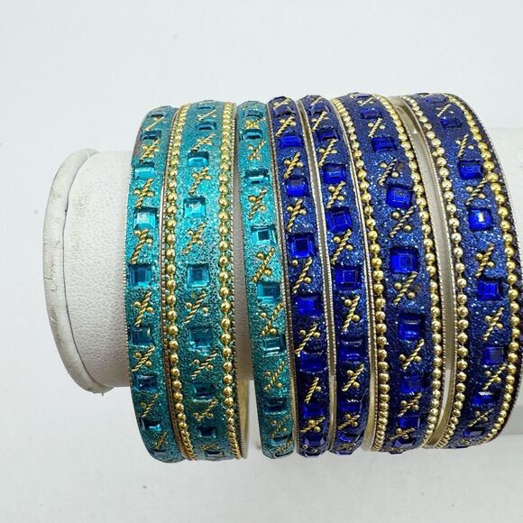 Set Of 8 Traditional Indian Bollywood Style Bangle Bracelets Bridal Wedding - Picture 9 of 13